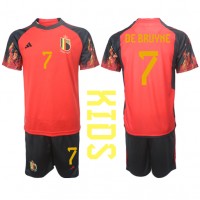 Belgicko Kevin De Bruyne #7 Domáci Detský futbalový dres MS 2022 Krátky Rukáv (+ trenírky)